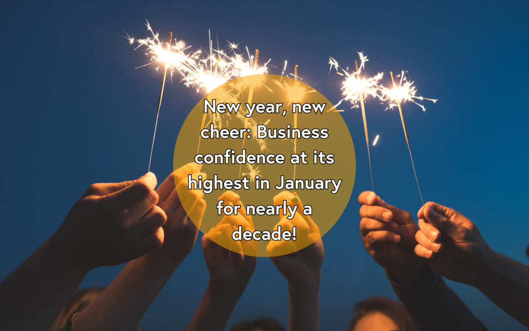 New year, new cheer: Business confidence at its highest in January for nearly a decade! ‘The strongest start to a new year since 2016’ reports Lloyds Bank’s monthly business confidence index with businesses beginning 2024 in upbeat fashion.